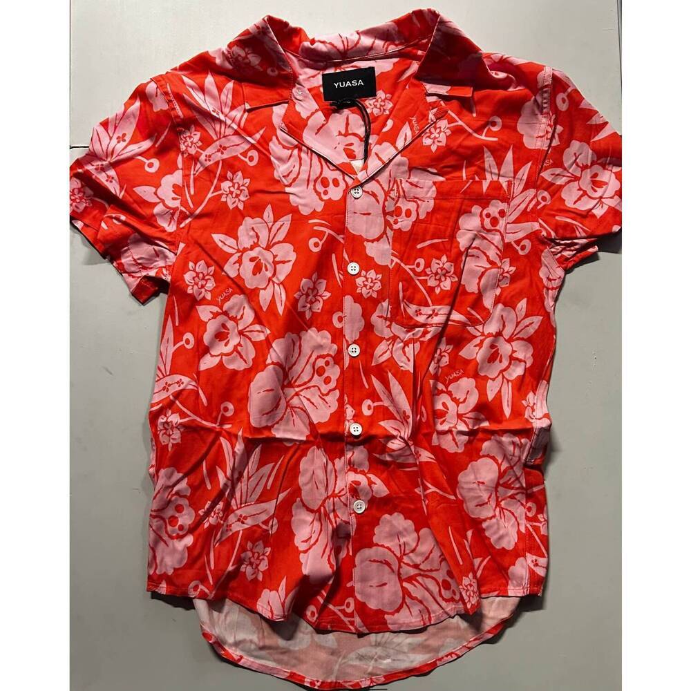 NEW YUASA men's beach shirt in pink lemonade